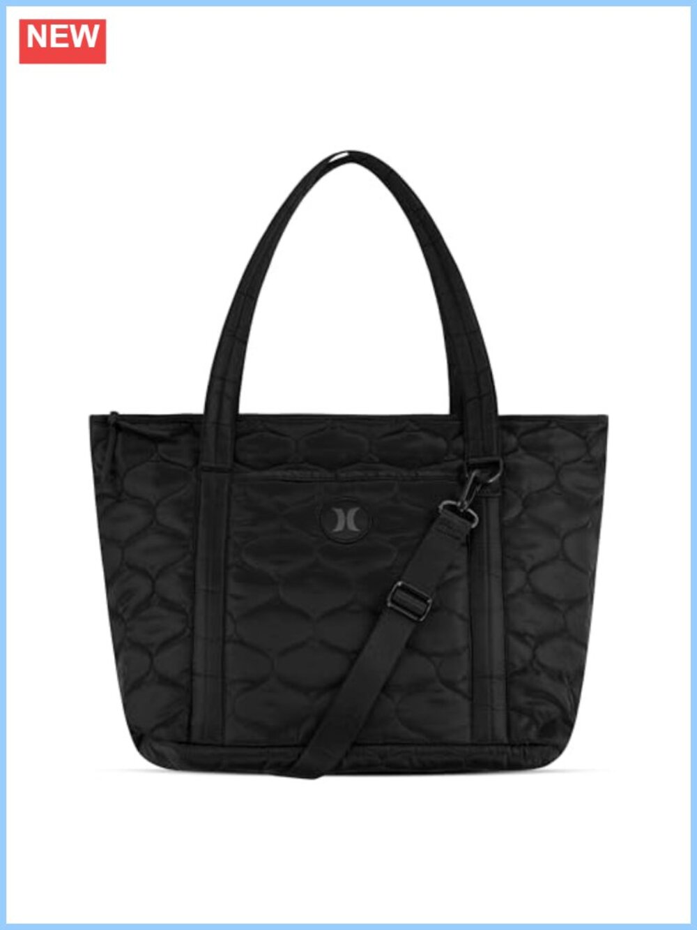Hurley Tote Bag Polyester Faux Leather Zipper Top Handles Shoulder Bag